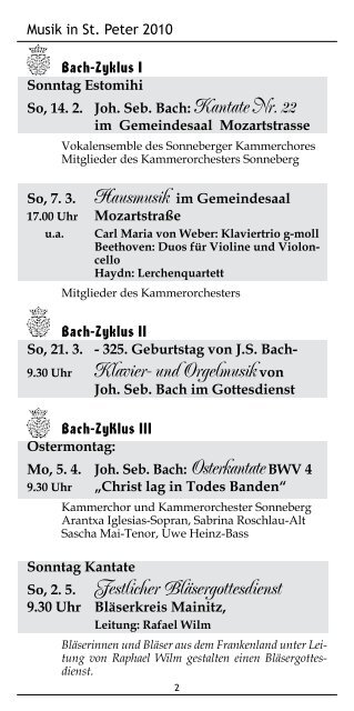 Veranstaltungen in der Stadtkirche - Sonneberg