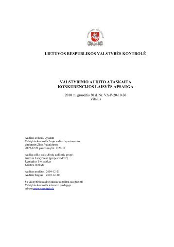 Valstybinio audito ataskaita „Konkurencijos laisvės apsauga“ - LR ...