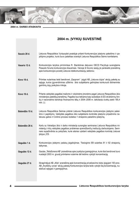 2004 m. Konkurencijos tarybos ataskaita - LR Konkurencijos taryba
