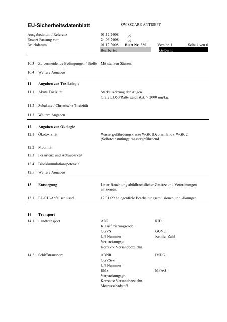 Eu-Sicherheitsdatenblatt SWISSCARE ANTISEPT