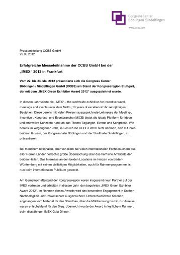 „IMEX“ 2012 in Frankfurt - CongressCenter Böblingen Sindelfingen ...