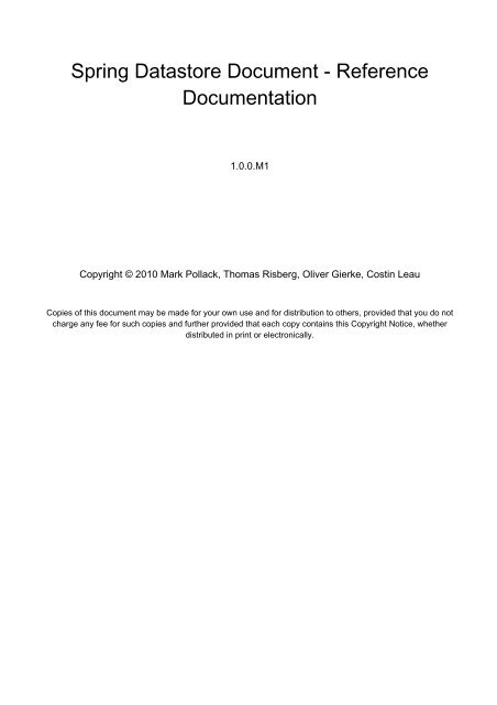 Spring Datastore Document - Reference Documentation