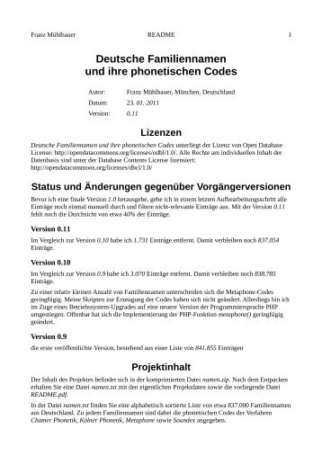 Deutsche Familiennamen und ihre phonetischen Codes