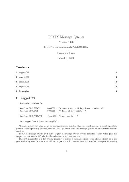 POSIX Message Queues