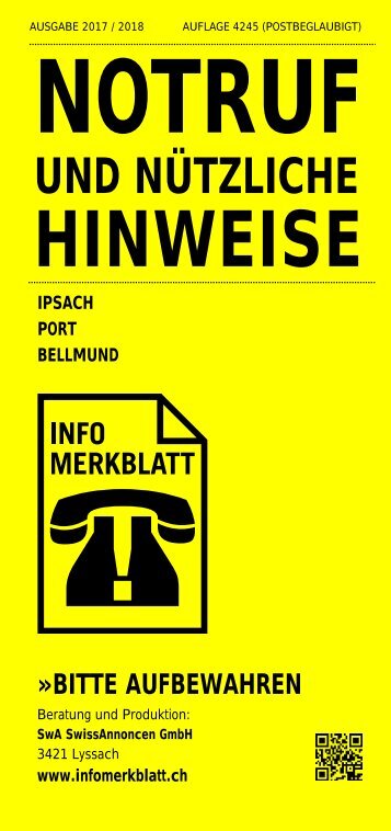 Infomerkblatt Ipsach / Port / Bellmund