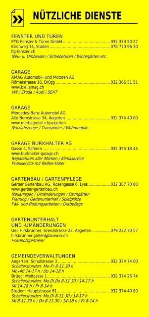 Infomerkblatt Brügg / Studen / Aegerten