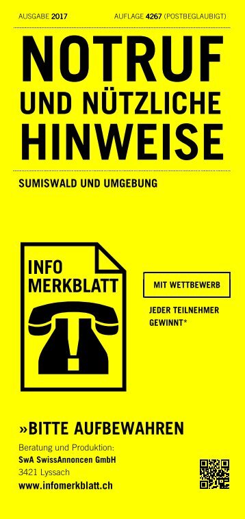 Infomerkblatt Sumiswald und Umgebung