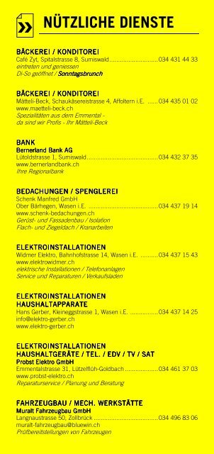 Infomerkblatt Sumiswald und Umgebung