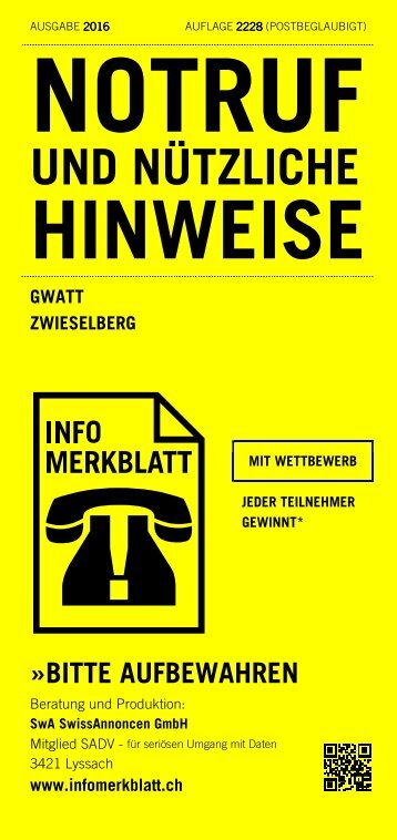 Infomerkblatt Gwatt / Zwieselberg