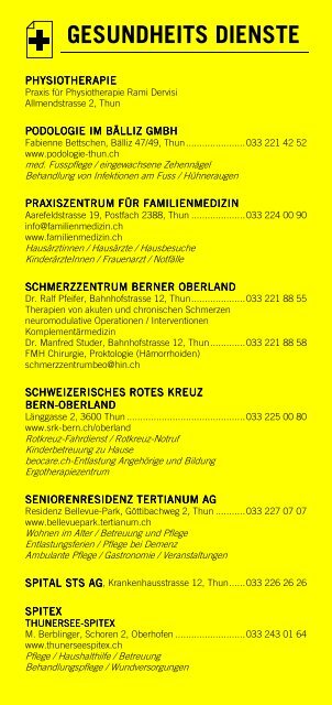 Infomerkblatt Thun / Goldiwil / Schwendibach