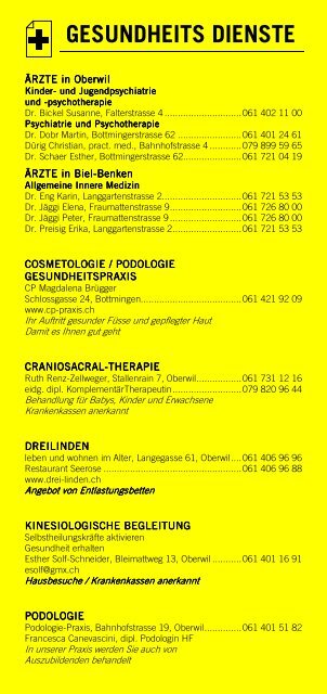 Infomerkblatt Oberwil / Biel-Benken