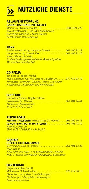 Infomerkblatt Oberwil / Biel-Benken
