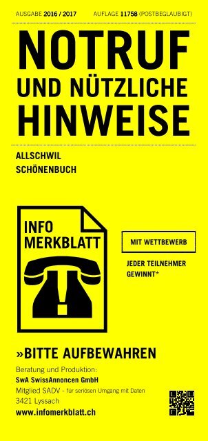 Infomerkblatt Allschwil / Schönenbuch