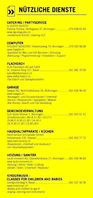 Infomerkblatt Binningen / Bruderholz