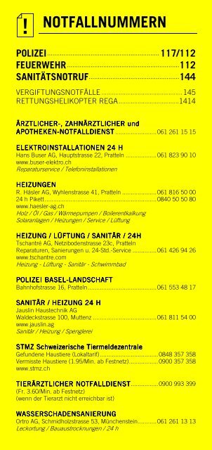 Infomerkblatt Pratteln / Augst / Giebenach