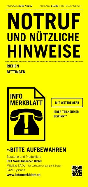 Infomerkblatt Riehen / Bettingen