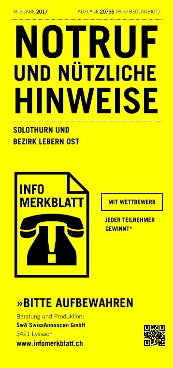 Infomerkblatt Solothurn und Bezirk Lebern Ost