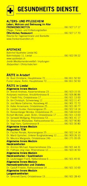Infomerkblatt Liestal / Arisdorf / Hersberg
