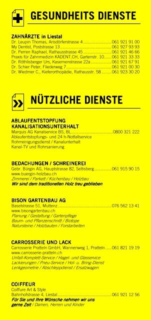 Infomerkblatt Liestal / Arisdorf / Hersberg
