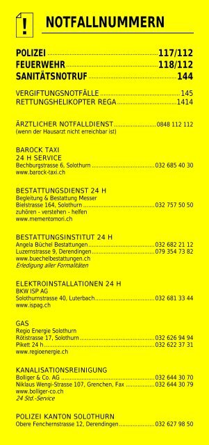 Infomerkblatt Derendingen und Nord-Östliche Umgebung