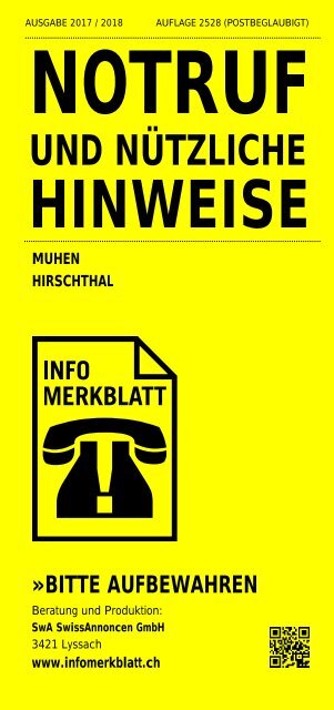 Infomerkblatt Muhen / Hirschthal