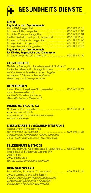 Infomerkblatt Langenthal und Umgebung