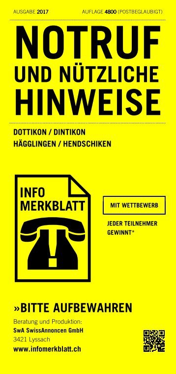 Infomerkblatt Dottikon / Dintikon / Hägglingen / Hendschiken