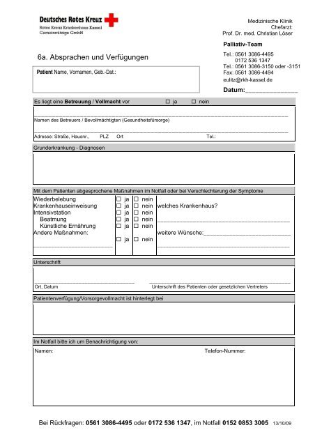 Palliativer Behandlungsplan