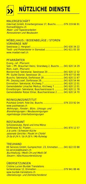 Infomerkblatt Buochs / Beckenried / Emmetten / Ennetbürgen