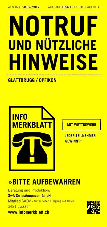 Infomerkblatt Glattbrugg / Opfikon