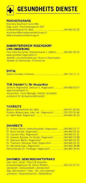 Infomerkblatt Regensdorf, Adlikon, Watt