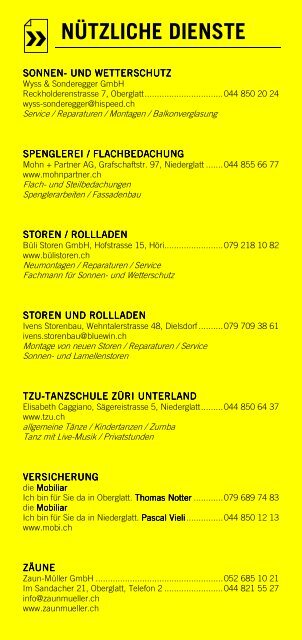 Infomerkblatt Niederglatt / Oberglatt