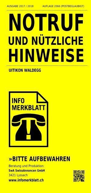 Infomerkblatt Uitikon / Waldegg