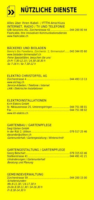 Infomerkblatt Uitikon / Waldegg