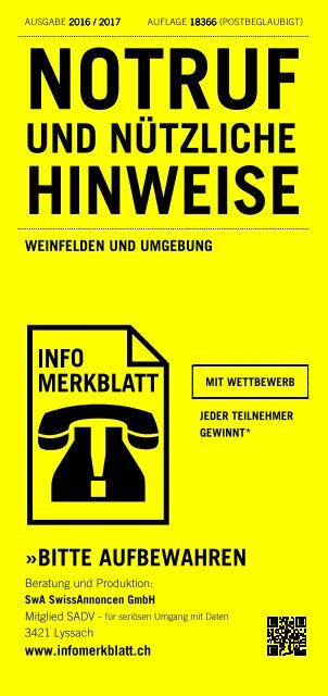 Infomerkblatt Weinfelden und Umgebung
