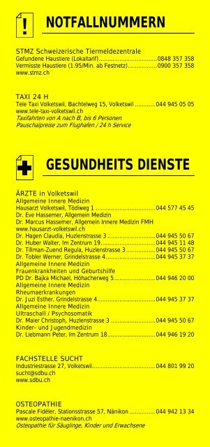 Infomerkblatt Volketswil / Gutenswil