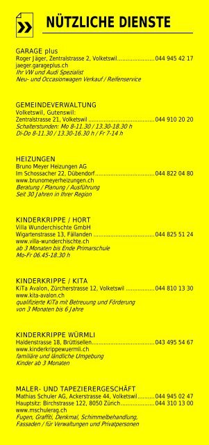 Infomerkblatt Volketswil / Gutenswil