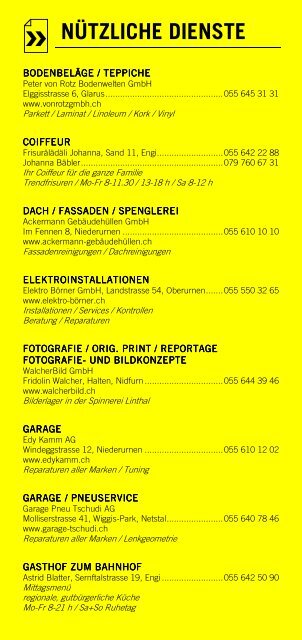 Infomerkblatt Glarus und südliche Umgebung