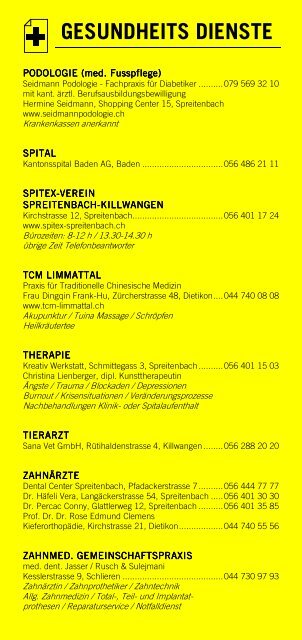 Infomerkblatt Spreitenbach / Killwangen