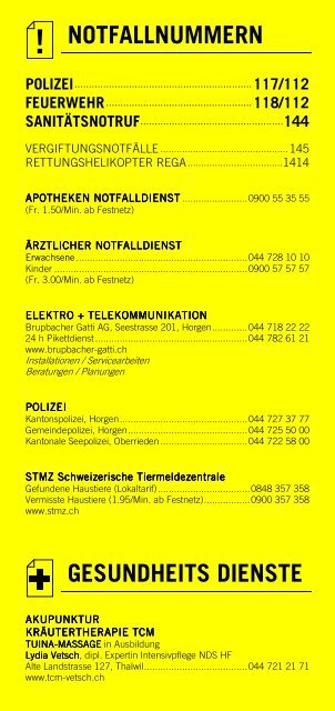 Infomerkblatt Horgen / Horgenberg