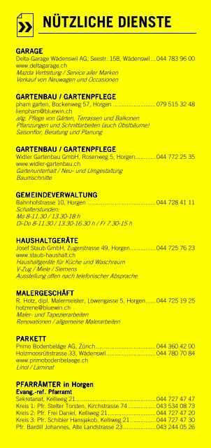 Infomerkblatt Horgen / Horgenberg
