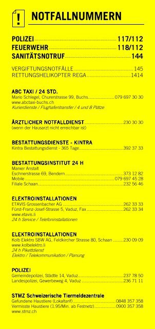 Infomerkblatt Fürstentum Liechtenstein (Vaduz)