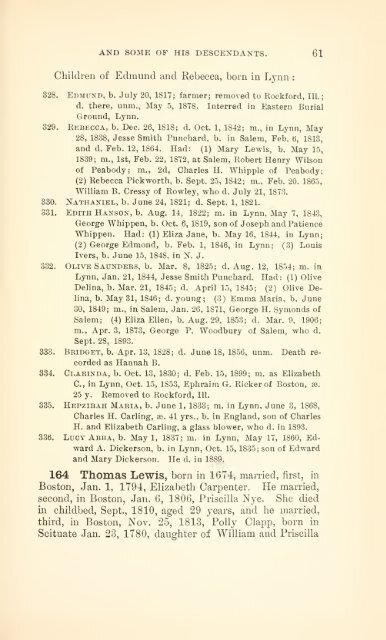 Edmund Lewis, of Lynn, Massachusetts, and some of his descendants