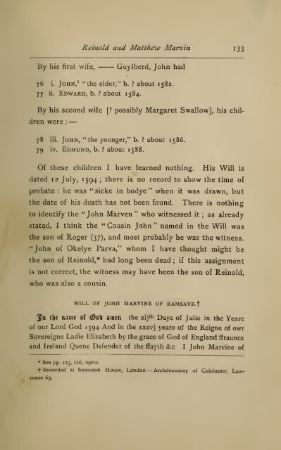 The English ancestry of Reinold and Matthew Marvin of Hartford, Ct ...