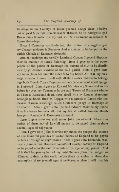 The English ancestry of Reinold and Matthew Marvin of Hartford, Ct ...