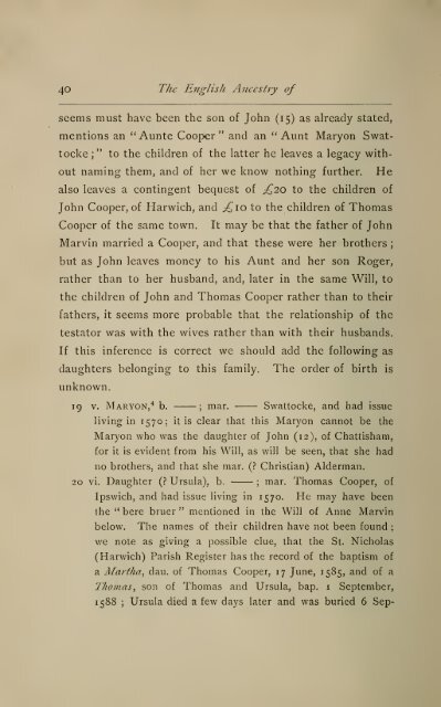 The English ancestry of Reinold and Matthew Marvin of Hartford, Ct ...