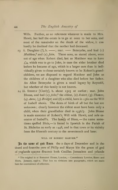 The English ancestry of Reinold and Matthew Marvin of Hartford, Ct ...