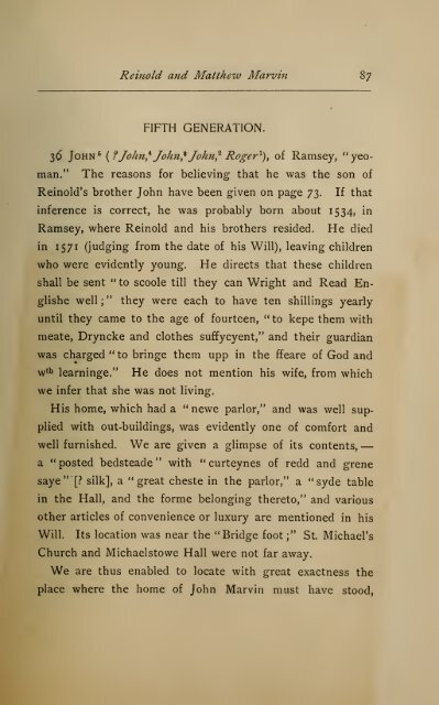 The English ancestry of Reinold and Matthew Marvin of Hartford, Ct ...