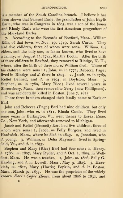 The Earle family : Ralph Earle and his descendants