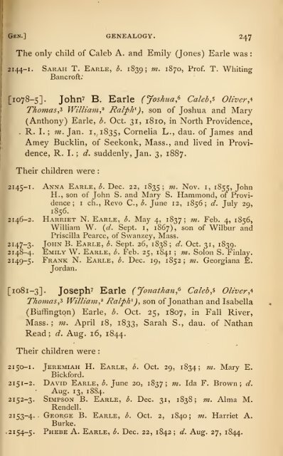 The Earle family : Ralph Earle and his descendants